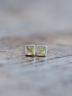 Square Sapphire Earrings - Gardens of the Sun | Ethical Jewelry