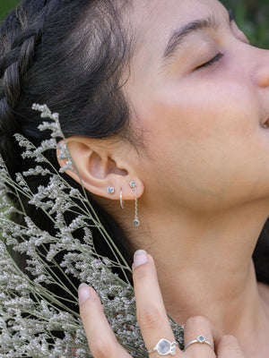 Square Sapphire Earrings - Gardens of the Sun | Ethical Jewelry