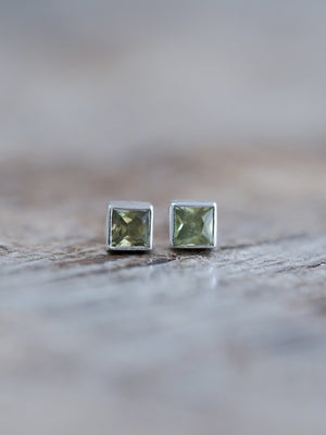 Square Sapphire Earrings - Gardens of the Sun | Ethical Jewelry