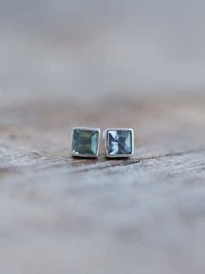 Square Sapphire Earrings - Gardens of the Sun | Ethical Jewelry