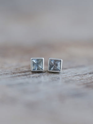 Square Sapphire Earrings - Gardens of the Sun | Ethical Jewelry