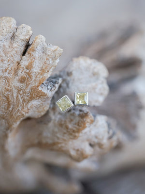 Square Sapphire Earrings - Gardens of the Sun | Ethical Jewelry