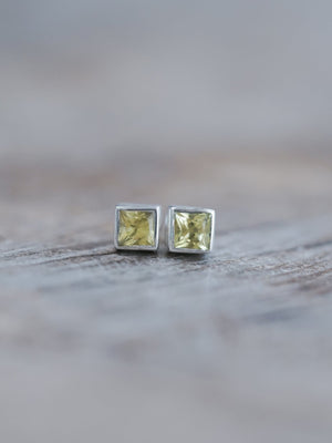 Square Sapphire Earrings - Gardens of the Sun | Ethical Jewelry