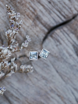 Square Sapphire Earrings - Gardens of the Sun | Ethical Jewelry