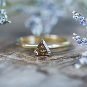 Brown Triangle Diamond Ring in Ethical Gold - Gardens of the Sun | Ethical Jewelry