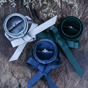 Velvet Ring Box with Ribbon - Gardens of the Sun Jewelry
