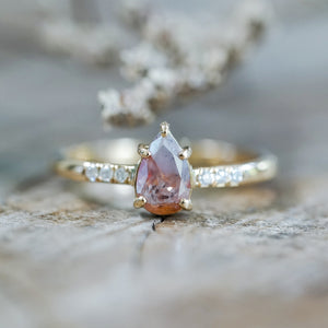 Rustic Pear Diamond Ring in Ethical Gold - Gardens of the Sun | Ethical Jewelry
