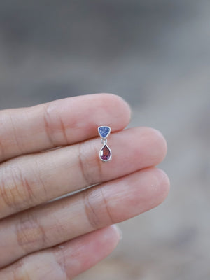 Tanzanite and Garnet Dangling Earrings - Gardens of the Sun | Ethical Jewelry