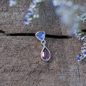 Tanzanite and Garnet Dangling Earrings - Gardens of the Sun | Ethical Jewelry