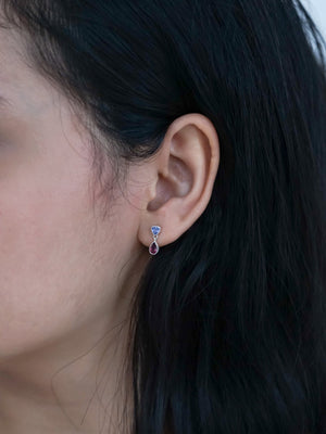 Tanzanite and Garnet Dangling Earrings - Gardens of the Sun | Ethical Jewelry