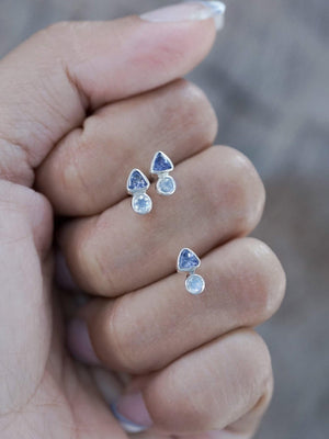 Tanzanite and Moonstone Earrings - Gardens of the Sun | Ethical Jewelry