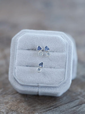 Tanzanite and Moonstone Earrings - Gardens of the Sun | Ethical Jewelry