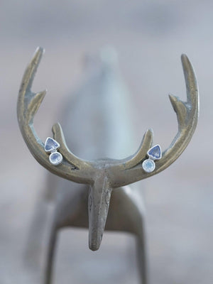 Tanzanite and Moonstone Earrings - Gardens of the Sun | Ethical Jewelry