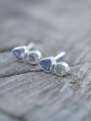 Tanzanite and Moonstone Earrings - Gardens of the Sun | Ethical Jewelry