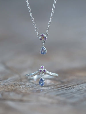 Tanzanite and Pink Sapphire Necklace - Gardens of the Sun | Ethical Jewelry
