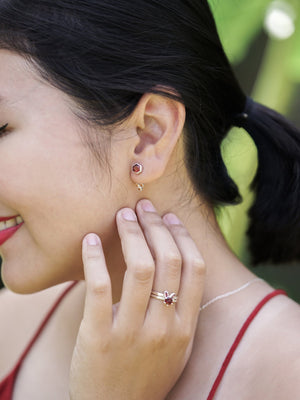 Three Coin Garnet Earrings - Gardens of the Sun | Ethical Jewelry