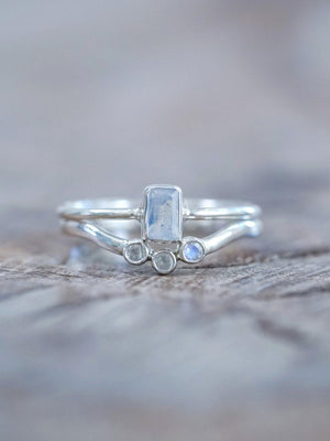 Three Rainbow Moonstone Nesting Ring - Gardens of the Sun | Ethical Jewelry