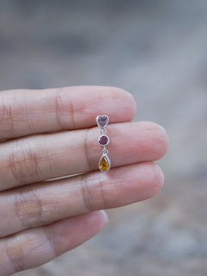 Tourmaline, Garnet and Citrine Dangling Earrings - Gardens of the Sun | Ethical Jewelry