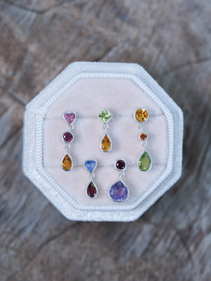 Tourmaline, Garnet and Citrine Dangling Earrings - Gardens of the Sun | Ethical Jewelry