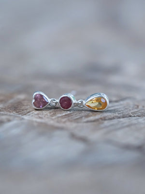 Tourmaline, Garnet and Citrine Dangling Earrings - Gardens of the Sun | Ethical Jewelry