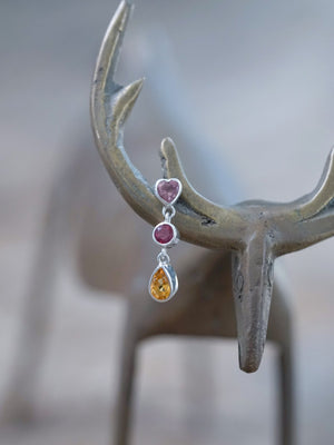 Tourmaline, Garnet and Citrine Dangling Earrings - Gardens of the Sun | Ethical Jewelry