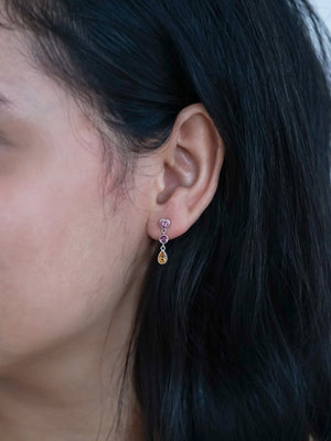Tourmaline, Garnet and Citrine Dangling Earrings - Gardens of the Sun | Ethical Jewelry