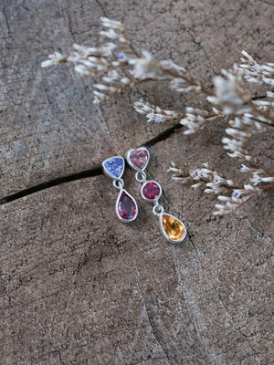 Tourmaline, Garnet and Citrine Dangling Earrings - Gardens of the Sun | Ethical Jewelry