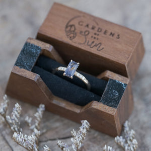 Trapezoid Wooden Ring Box - Gardens of the Sun | Ethical Jewelry