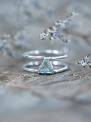 Triangle Aquamarine Ring - Gardens of the Sun | Ethical Jewelry