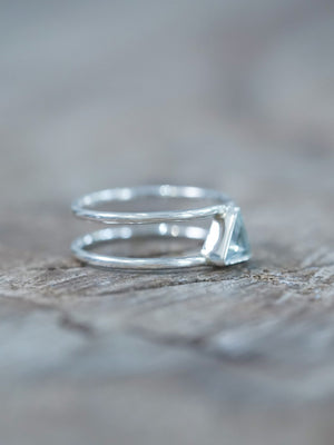 Triangle Aquamarine Ring - Gardens of the Sun | Ethical Jewelry