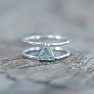 Triangle Aquamarine Ring - Gardens of the Sun | Ethical Jewelry