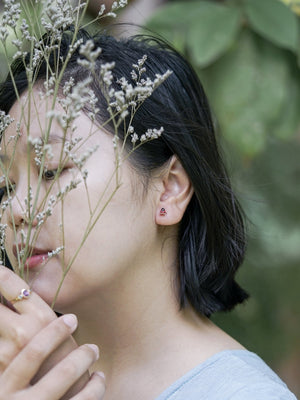 Triangle Garnet Earrings in Ethical Gold - Gardens of the Sun | Ethical Jewelry