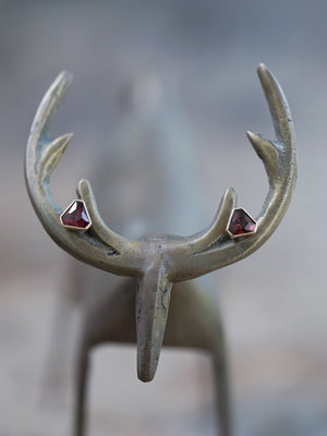 Triangle Garnet Earrings in Ethical Gold - Gardens of the Sun | Ethical Jewelry