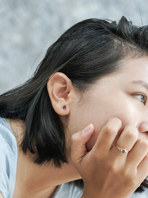 Triangle Garnet Earrings in Ethical Gold - Gardens of the Sun | Ethical Jewelry