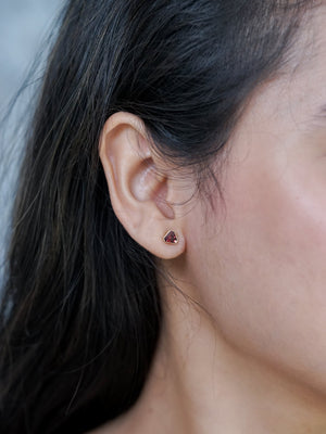 Triangle Garnet Earrings in Ethical Gold - Gardens of the Sun | Ethical Jewelry