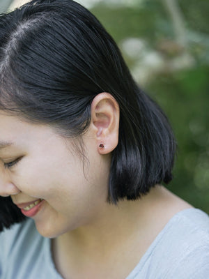 Triangle Garnet Earrings in Ethical Gold - Gardens of the Sun | Ethical Jewelry