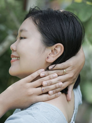 Triangle Garnet Earrings in Ethical Gold - Gardens of the Sun | Ethical Jewelry