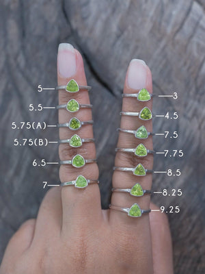 Trillion Peridot Ring - Gardens of the Sun | Ethical Jewelry