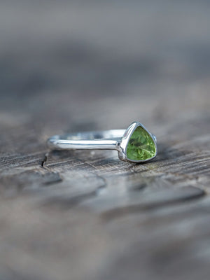 Trillion Peridot Ring - Gardens of the Sun | Ethical Jewelry