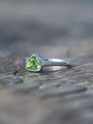 Trillion Peridot Ring - Gardens of the Sun | Ethical Jewelry