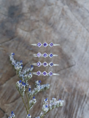 Triple Amethyst Ring - Gardens of the Sun | Ethical Jewelry