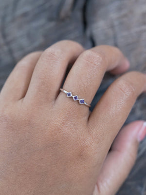 Triple Amethyst Ring - Gardens of the Sun | Ethical Jewelry