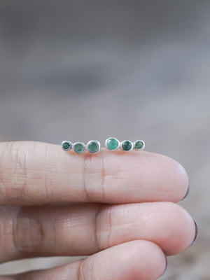 Triple Emerald Stud Earrings - Gardens of the Sun | Ethical Jewelry