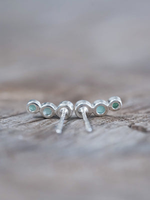 Triple Emerald Stud Earrings - Gardens of the Sun | Ethical Jewelry