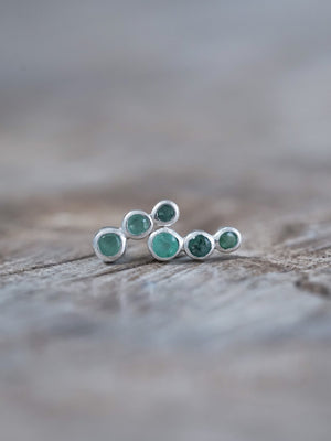 Triple Emerald Stud Earrings - Gardens of the Sun | Ethical Jewelry