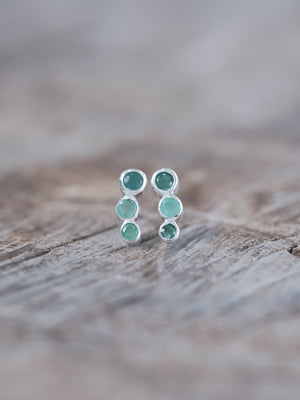 Triple Emerald Stud Earrings - Gardens of the Sun | Ethical Jewelry