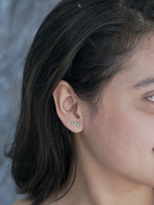 Triple Emerald Stud Earrings - Gardens of the Sun | Ethical Jewelry