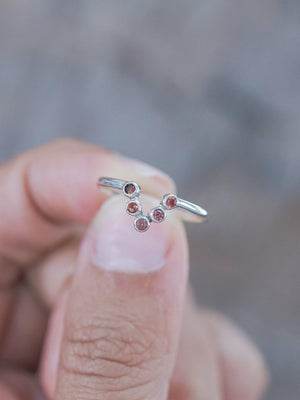 V-shaped Five Garnet Nesting Ring - Gardens of the Sun | Ethical Jewelry