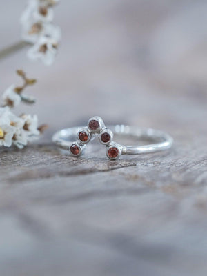 V-shaped Five Garnet Nesting Ring - Gardens of the Sun | Ethical Jewelry