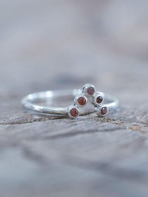 V-shaped Five Garnet Nesting Ring - Gardens of the Sun | Ethical Jewelry